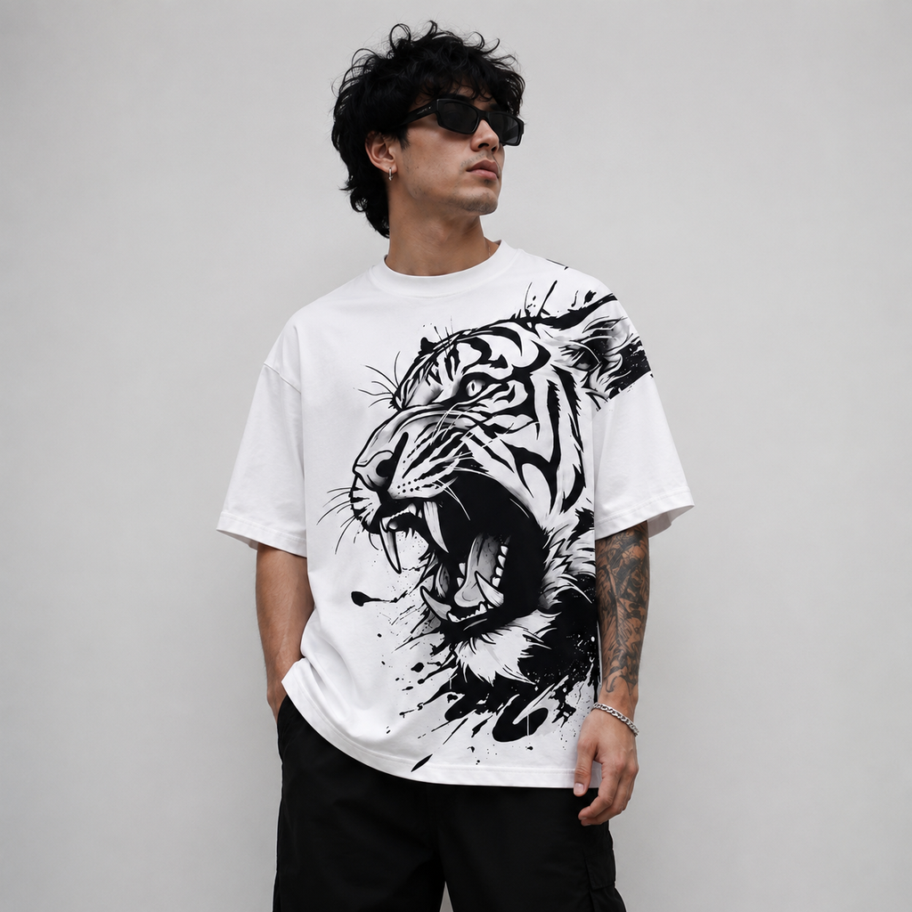 Roaring Tiger Oversized Premium Cotton T-Shirt